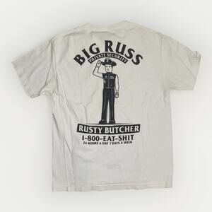 Rusty Butcher Big Russ Private Security T-Shirt White Large 20x28 Motorcycle Tee